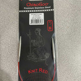 9" Red ChiaoGoo Steel Circular Needle