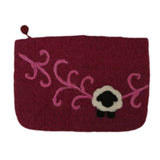 Sheep with Swirls Felt Notions Bag (Fuschia)