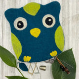 Owl Felt Notions Bag (Teal, Small)